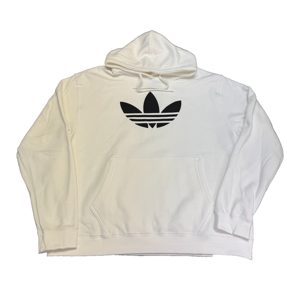 Adidas Trefoil Athletic Hoodie Hooded Sweatshirt Mens XL New NWT White Black